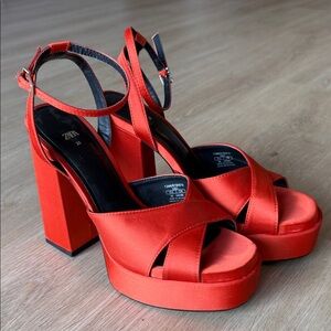 Zara Women's Bold Red Platform Heels